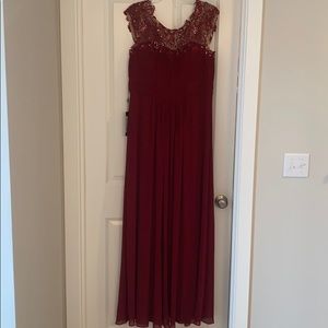 Burgundy chiffon bridesmaid gown